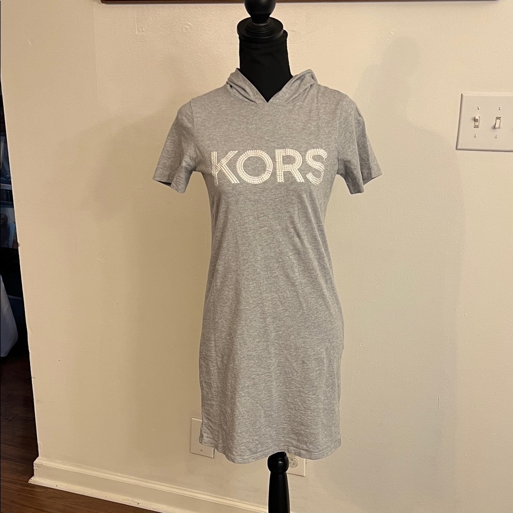Gray KORS Hooded Dress, Size XS
